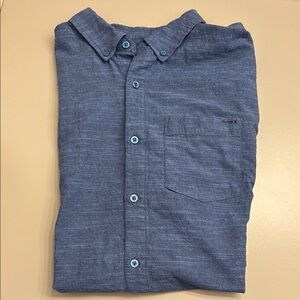 Hurley Men's One & Only Heathered Blue Button Down Shirt